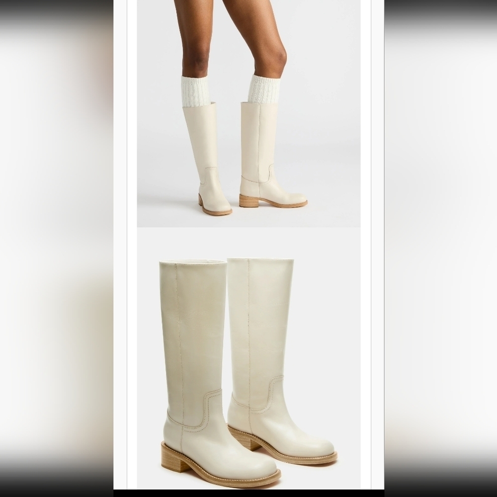 Steve Madden Riggs Campus Boots Leather Bone Womens Size 8.5 Like Frye